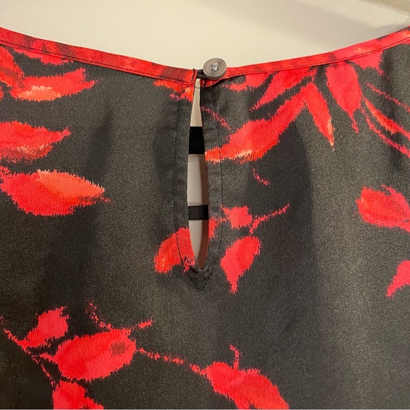 Talbots 2X Black Red Floral Blouse Romantic Chic Fall Holiday Top Plus Size - Picture 4 of 5